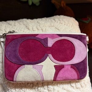 Coach Multicolor Suede Clutch NWT